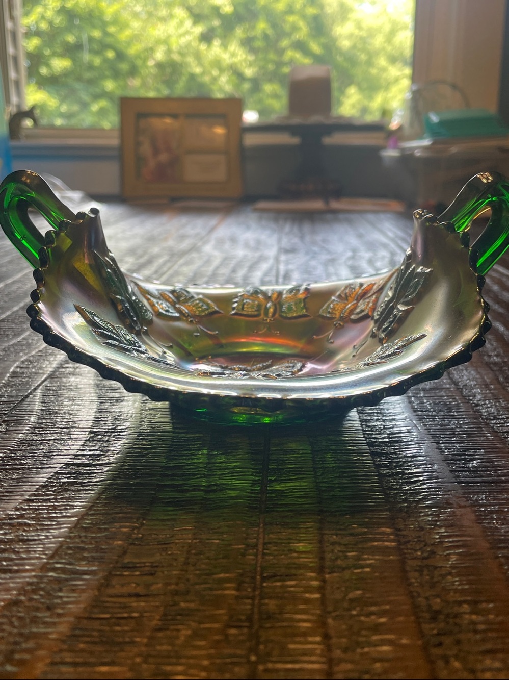 Vintage Fenton Carnival Glass two-handled bonbon dish - Picture 6 of 6